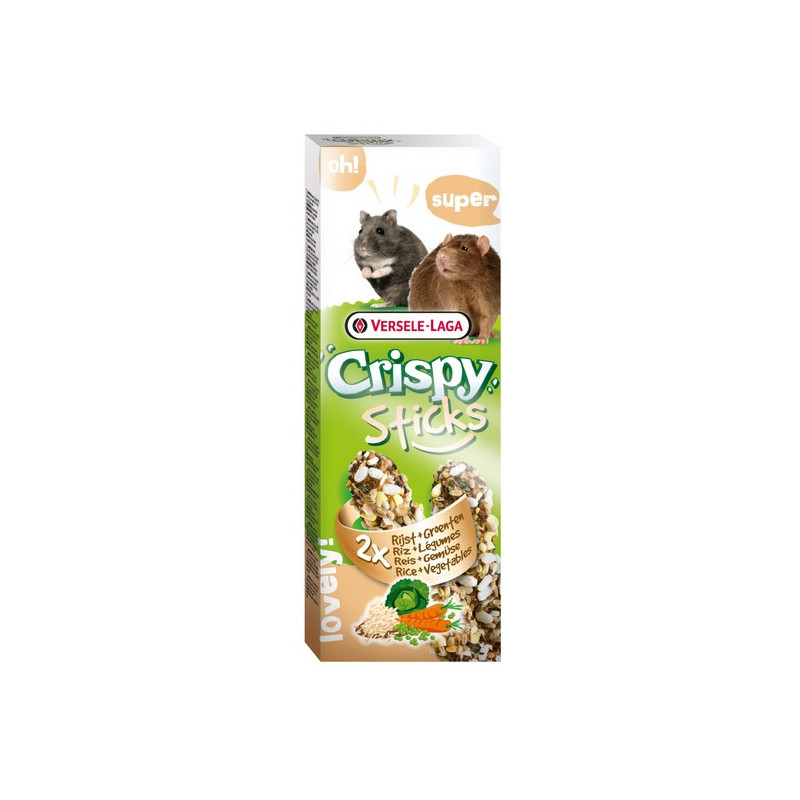 Versele-Laga Crispy Sticks Hamster & Rat Rice & Vegetables - kolby dla chomików i szczurów z ryżem i warzywami 110g