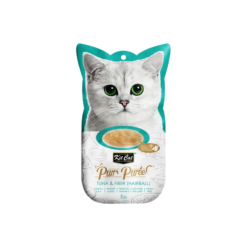 Kit Cat PurrPuree Tuna & Fiber Hairball 4x15g