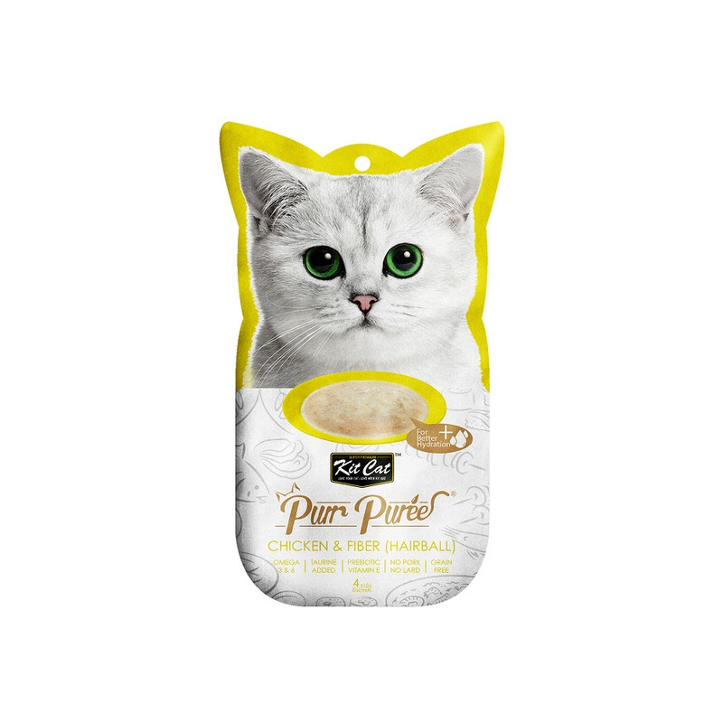 Kit Cat PurrPuree Chicken & Fiber Hairball 4x15g