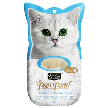 Kit Cat PurrPuree Chicken & Smoked Fish 4x15g