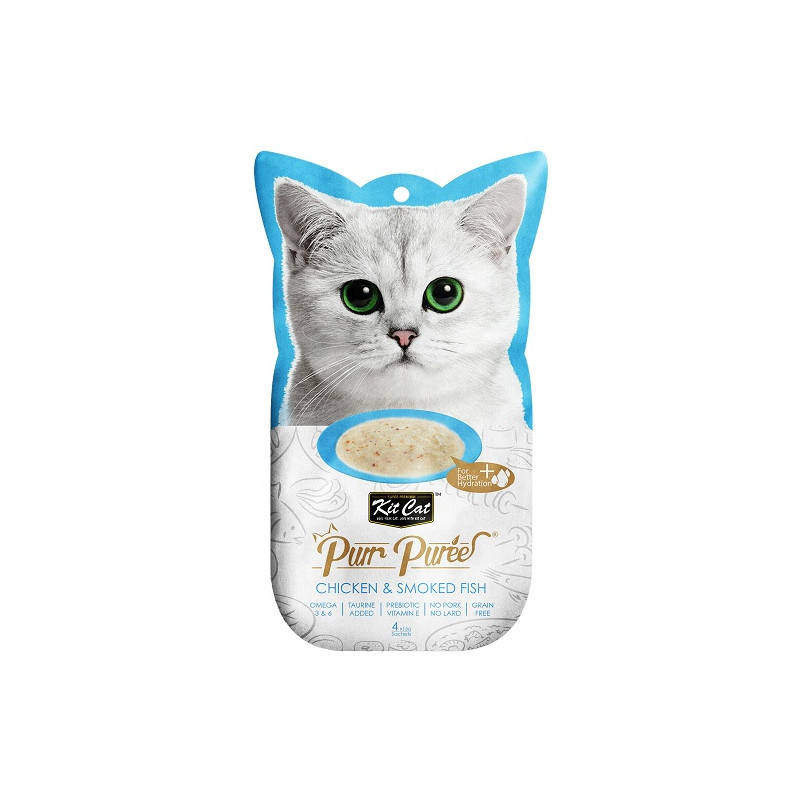 Kit Cat PurrPuree Chicken & Smoked Fish 4x15g