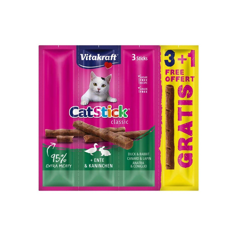 Vitakraft Cat Stick Mini królik + kaczka 4szt (3+1 gratis)