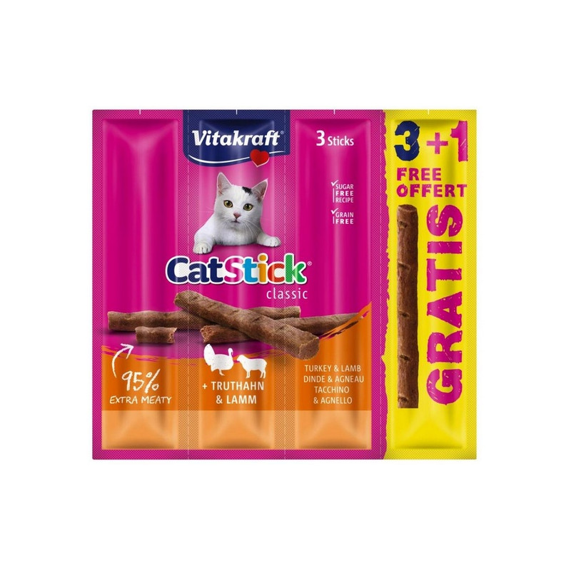 Vitakraft Cat Stick Classic indyk + jagnięcina 4szt (3+1 gratis)