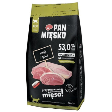 Pan Mięsko Karma sucha dla kota - indyk i gęś chrupki S 1,6kg