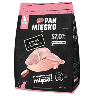 Pan Mięsko Karma sucha dla kociąt - kurczak i królik chrupki XS 400g