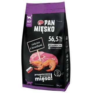 Pan Mięsko Karma sucha dla kota - cielęcina i krewetki chrupki S 1,6kg