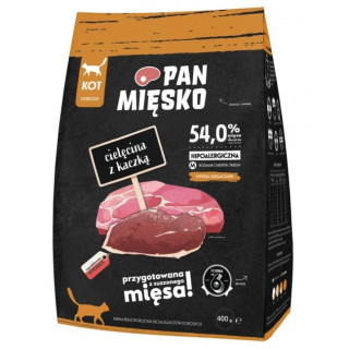 Pan Mięsko Karma sucha dla kota - cielęcina i kaczka chrupki M 400g