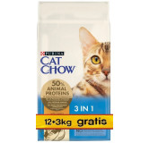 Purina Cat Chow 3in1 z indykiem 15kg (12+3kg gratis)