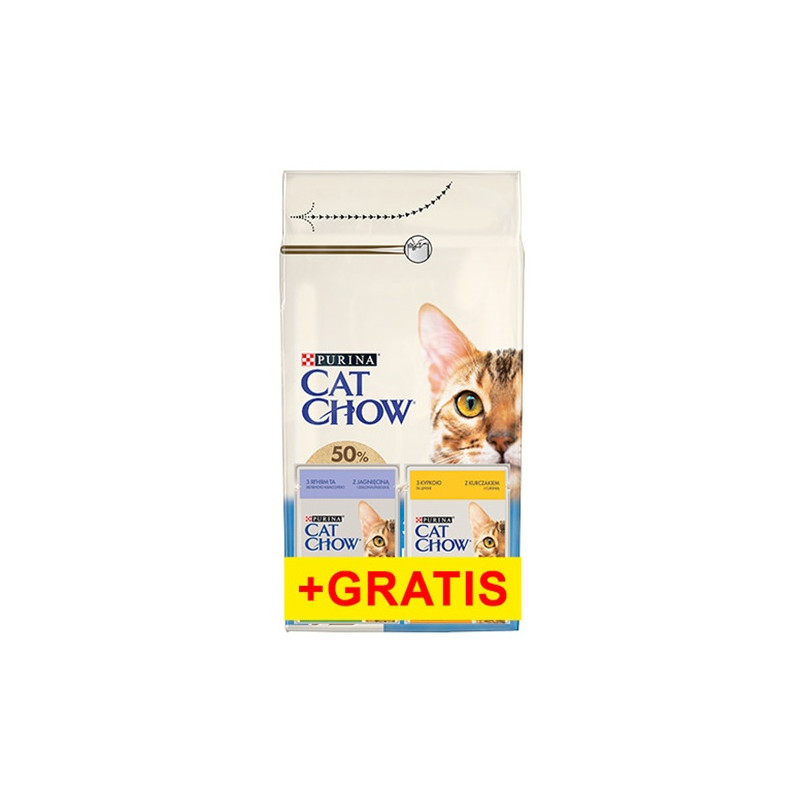 Purina Cat Chow 3in1 z indykiem 1,5kg + saszetki 2x85g gratis