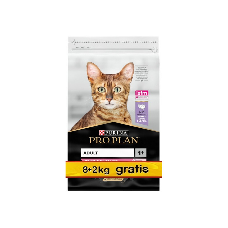 Purina Pro Plan Cat Adult Delicate Digestion z indykiem 10kg (8+2kg)