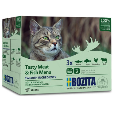 Bozita Cat Multibox z mięsem i rybą w galaretce saszetki 12x85g