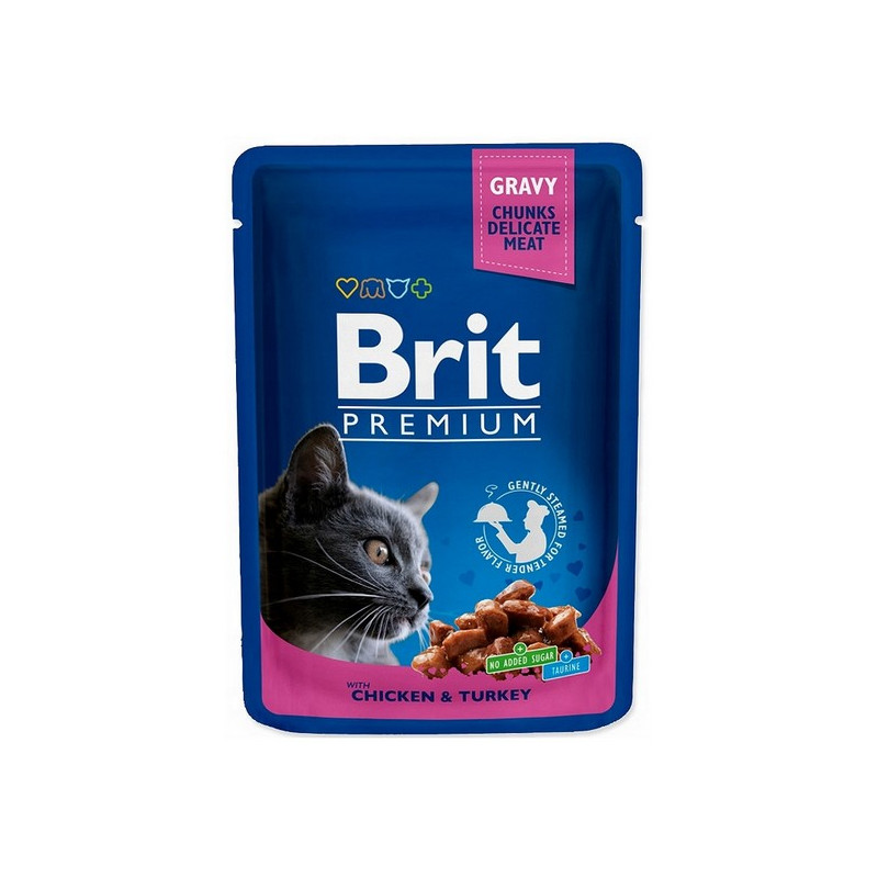 Brit Premium Cat Adult Kurczak + Indyk saszetka 100g