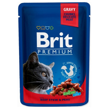 Brit Premium Cat Adult Wołowina + Groszek saszetka 100g