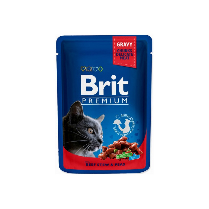 Brit Premium Cat Adult Wołowina + Groszek saszetka 100g