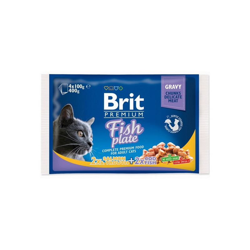 Brit Premium Cat Adult Fish Plate saszetki 4x100g