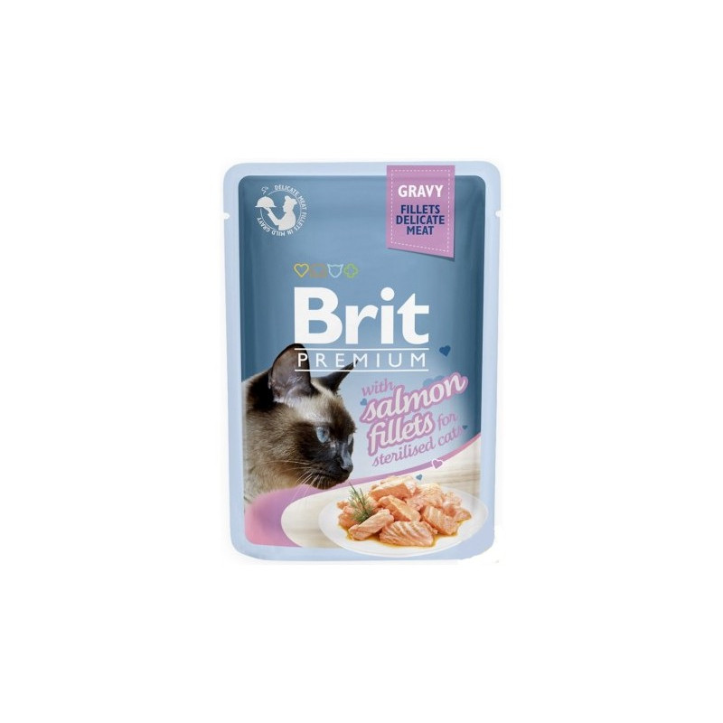 Brit Premium Cat Sterilised Fillets with Salmon sos saszetka 85g