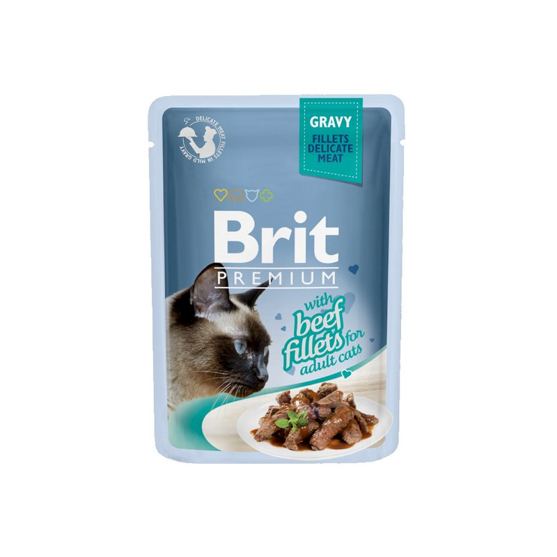 Brit Premium Cat Fillets with Beef sos saszetka 85g