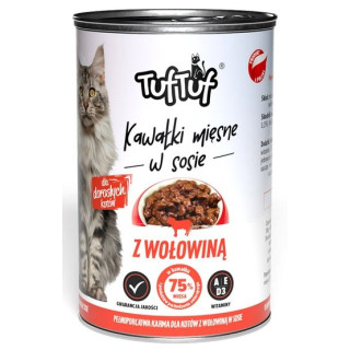 TUF TUF Kawałki mięsne z wołowiną dla kota puszka 415g