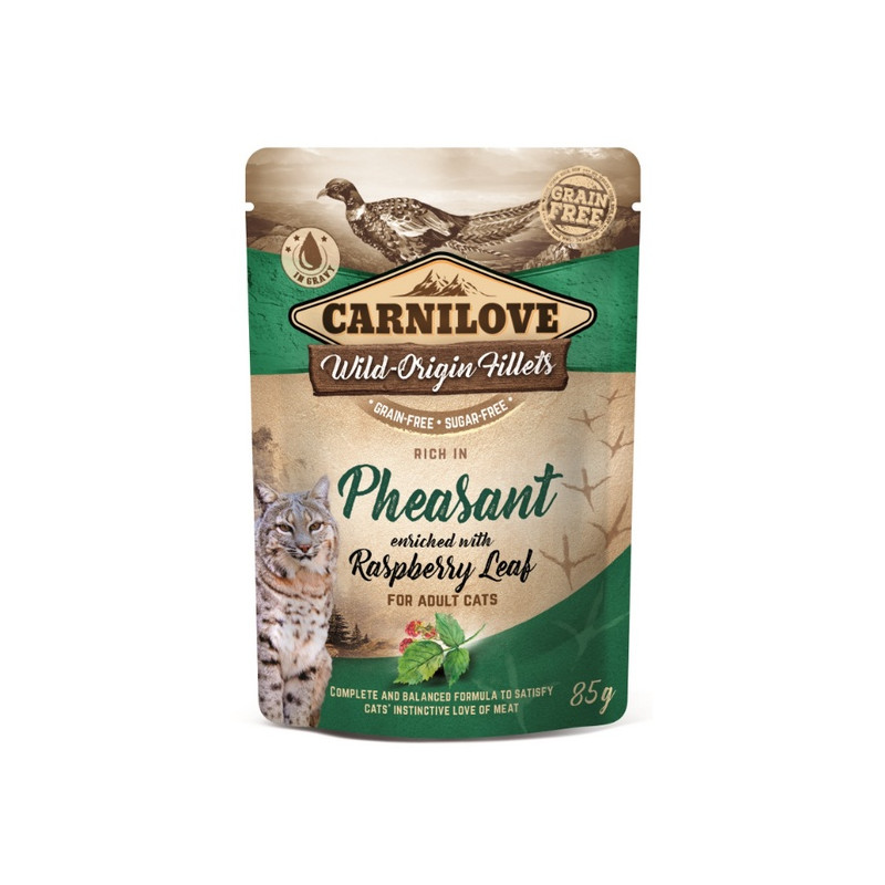 Carnilove Cat Pheasant & Raspberry Leaves - bażant i liście maliny saszetka 85g