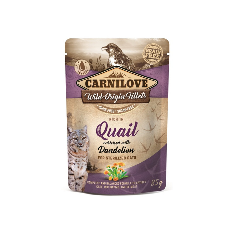 Carnilove Cat Quail & Dandelion Sterilised - przepiórka i mniszek saszetka 85g