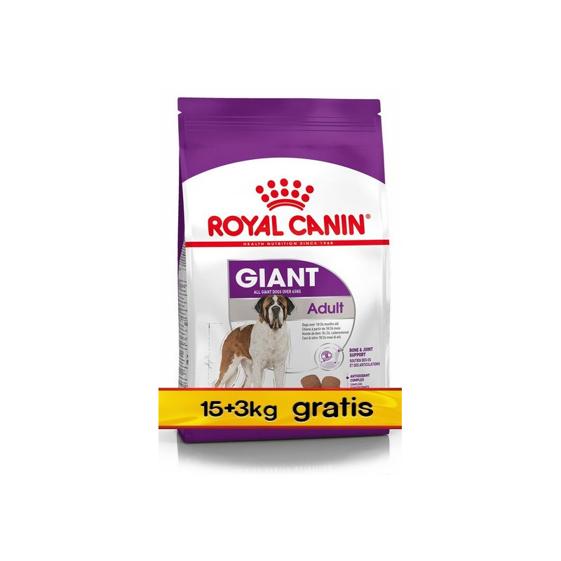 Royal Canin Giant Adult karma sucha dla psów dorosłych, od 18/24 miesiąca życia, ras olbrzymich PROMOCJA 18kg (15+3kg)