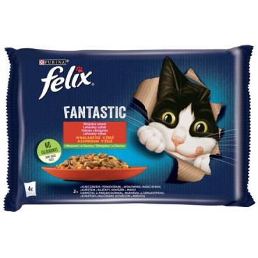 Felix Fantastic Wiejskie Smaki wołowina/kurczak w galaretce saszetki 4x85g