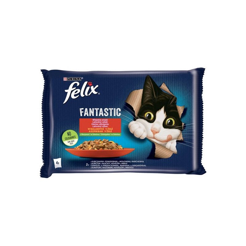 Felix Fantastic Wiejskie Smaki wołowina/kurczak w galaretce saszetki 4x85g