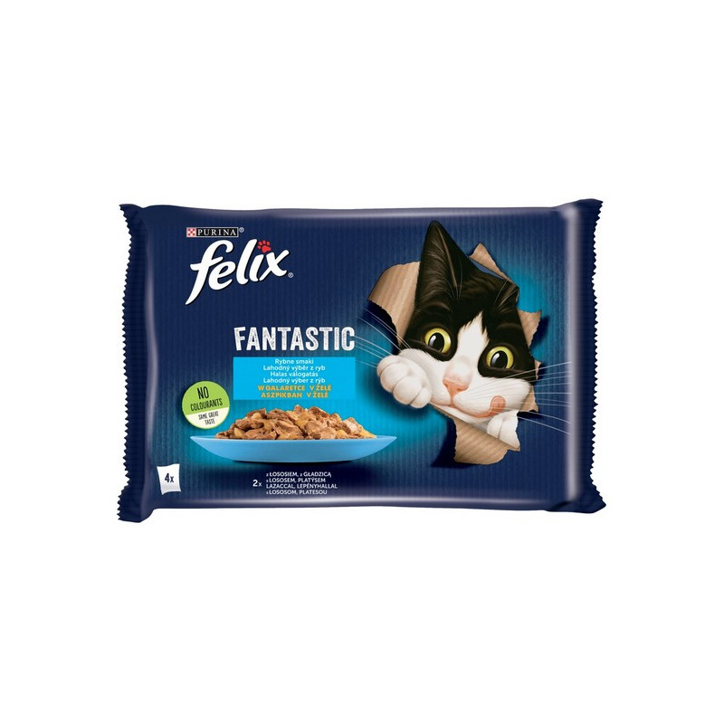 Felix Fantastic Rybne Smaki łosoś/gładzica w galaretce saszetki 4x85g