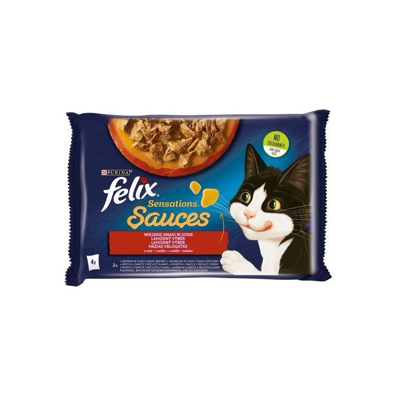 Felix Sensations Sauces Wiejskie Smaki indyk/jagnięcina w sosie saszetki 4x85g