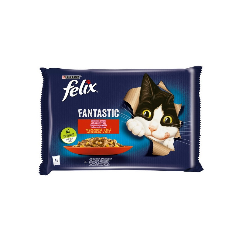 Felix Fantastic Wybór Mięs (królik+jagnięcina) w galaretce saszetka 4x85g