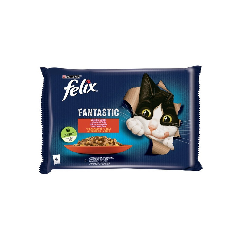 Felix Fantastic Wybór Mięs (wołowina+kurczak) w galaretce saszetka 4x85g