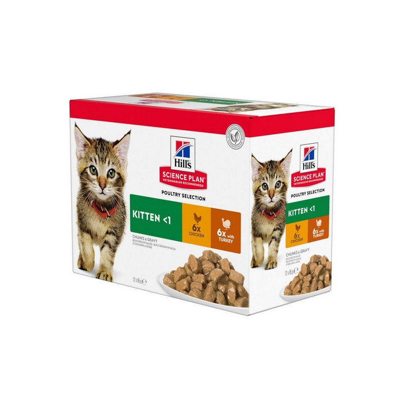 Hill's Science plan Feline Kitten Multipack Kurczak + Indyk saszetki 12x85g