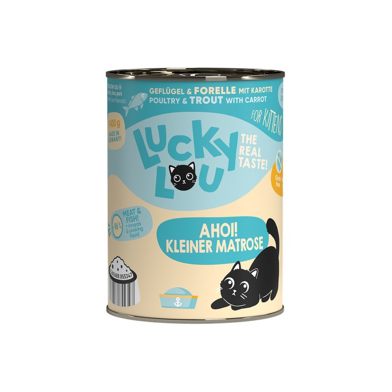 Lucky Lou Lifestage Kitten Drób i pstrąg puszka 400g