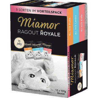 Miamor Ragout Royale Mix Galaretka - indyk, łosoś, cielęcina saszetki 12x100g