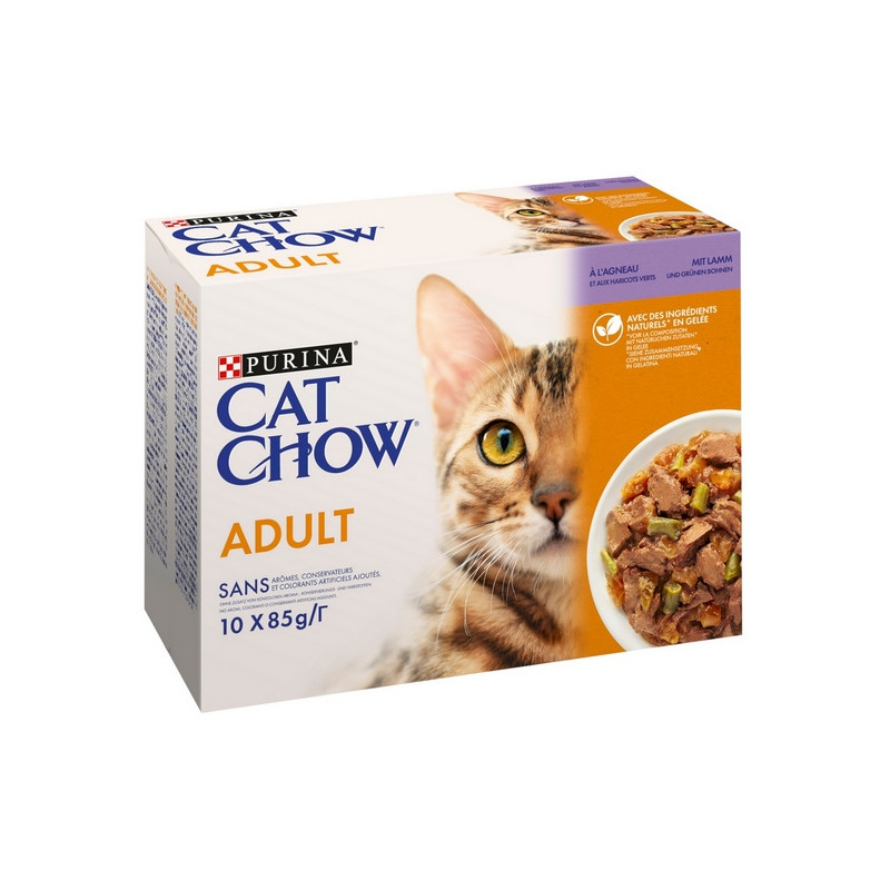 Purina Cat Chow Jagnięcina i zielona fasolka saszetki 10x85g