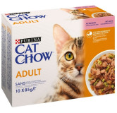 Purina Cat Chow Łosoś i zielona fasolka saszetki 10x85g