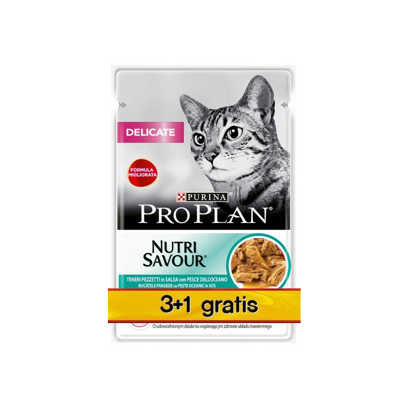 Purina Pro Plan Cat Delicate ryba oceaniczna saszetka 4x85g 3+1 gratis