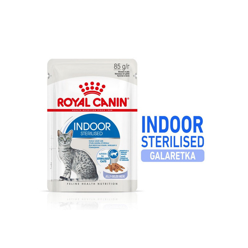 Royal Canin Indoor Sterilised Jelly karma mokra dla kotów dorosłych sterylizowanych, przebywających w domu saszetka 85g