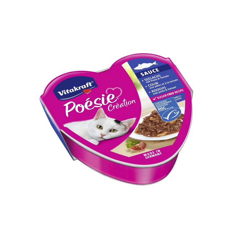 Vitakraft Poesie sos dorsz z makaronem w sosie pomidorowym tacka 85g