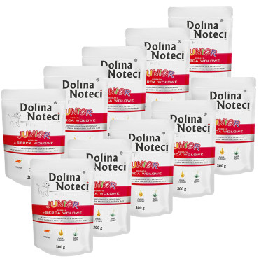 Dolina Noteci Premium JUNIOR bogata w serca wołowe saszetka 10x300 g