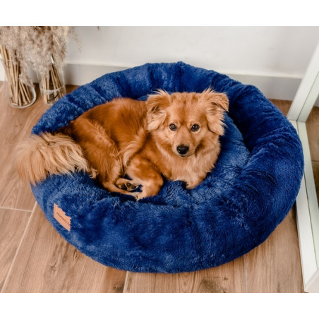 MIMIKO Pets Legowisko Shaggy okrągłe XL 75cm chabrowe