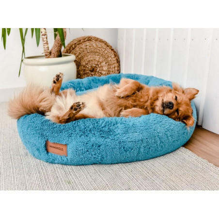 MIMIKO Pets Legowisko Shaggy okrągłe XL 75cm turkusowe