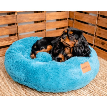 MIMIKO Pets Legowisko Shaggy okrągłe L 60cm turkusowe