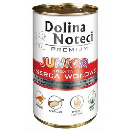 Dolina Noteci Premium Pies Junior Serca wołowe puszka 400g