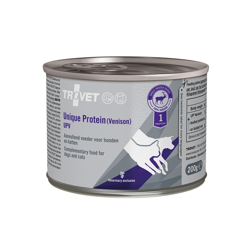 Trovet Unique Protein UPV Dziczyzna dla psa i kota puszka 200g