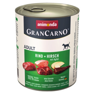 Animonda GranCarno Original Adult Rind Hirsch Apfel Wołowina, Jeleń + Jabłko puszka 800g