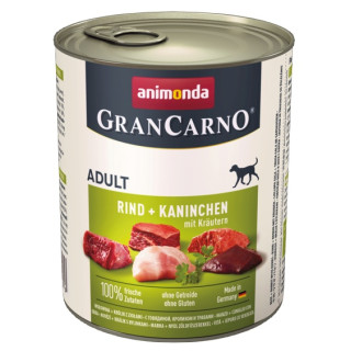 Animonda GranCarno Original Adult Rind Kaninchen Krautern Wołowina + Królik z Ziołami puszka 800g