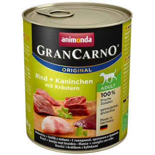 Animonda GranCarno Original Adult Rind Kaninchen Krautern Wołowina + Królik z Ziołami puszka 800g