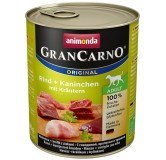 Animonda GranCarno Original Adult Rind Kaninchen Krautern Wołowina + Królik z Ziołami puszka 800g