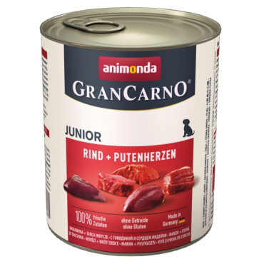 Animonda GranCarno Original Junior Rind Putenherzen Wołowina + Serca Indyka 800g